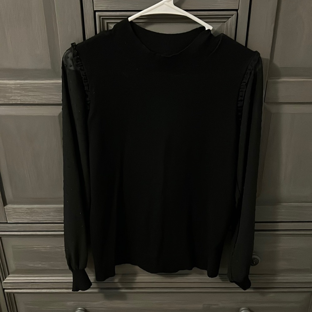 Black sweater with heart sleeves
